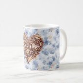Blaue Erste Kaffeebohnen Herz Kaffeetasse (VorderseiteRechts)