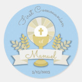 Blaue Erste Kommune Runder Aufkleber (Vorderseite)