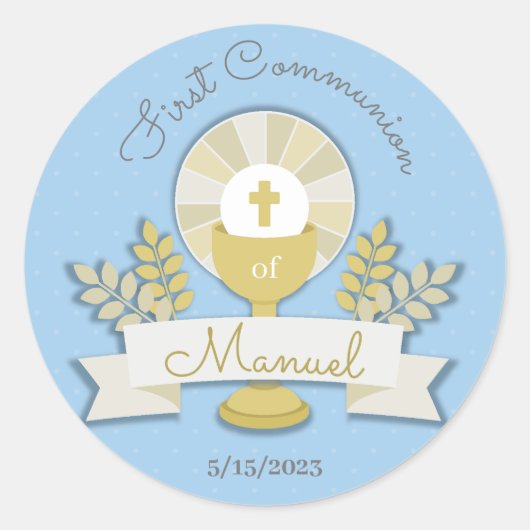 Blaue Erste Kommune Runder Aufkleber (Vorderseite)