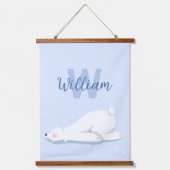 Blaue erste Winterpolar-Kinderzimmer-Wanddekoratio Wandteppich Mit Holzrahmen (Vorderseite)