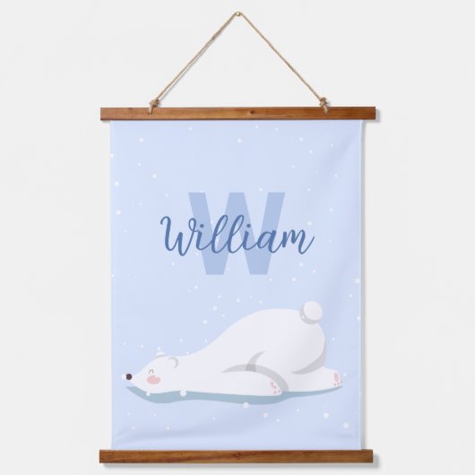 Blaue erste Winterpolar-Kinderzimmer-Wanddekoratio Wandteppich Mit Holzrahmen (Vorderseite)