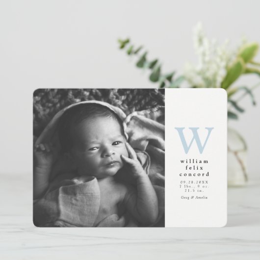 Blaue Erstgeburt Ankündigung (Stehend Vorderseite)