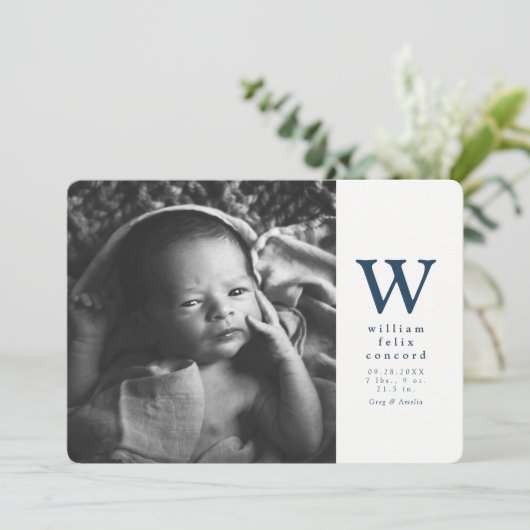 Blaue Erstgeburt Ankündigung (Stehend Vorderseite)