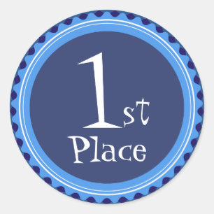 Blaue Erstplatz- der Preis-Aufkleber des Lehrers Runder Aufkleber