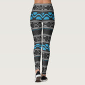 Blaue ethnische Azteke Leggings (Rückseite)