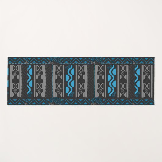Blaue ethnische Azteke Yogamatte (Vorderseite (Horizontal))
