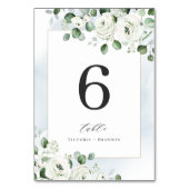 Blaue Eukalyptus-Grüne Blumenhochzeit Tischnummer (Vorderseite)
