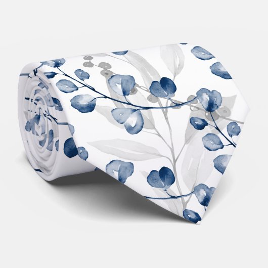 Blaue Eukalyptus-Grüne Hochzeit von Wasserfarbe Krawatte (Gerollt)