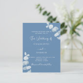Blaue Eukalyptus-Hochzeit Einladungspostkarte (Stehend Vorderseite)