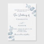 Blaue Eukalyptus-Hochzeit Magneteinladung (Vorderseite)