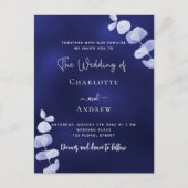 Blaue Eukalyptus-Hochzeit Postkarte (Vorderseite)