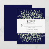 Blaue Eukalyptus-Hochzeit RSVP Karte (Vorne/Hinten)