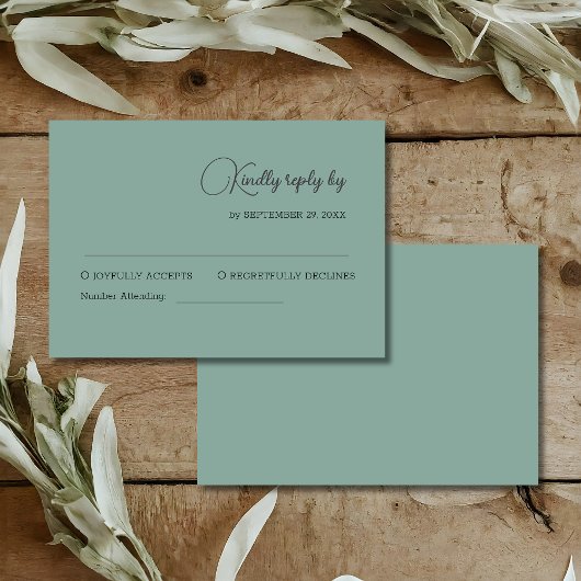 Blaue Eukalyptus-Hochzeitskarte RSVP Karte