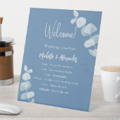 Blaue Eukalyptus Hochzeitsprogramm Sockelschild (In Situ)