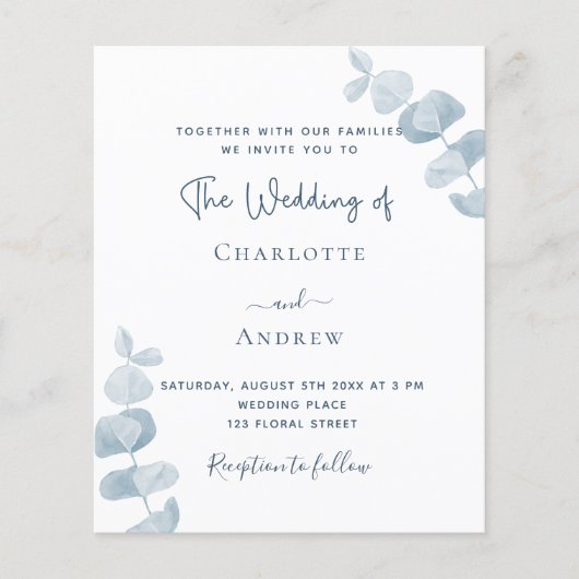 Blaue Eukalyptus-Hochzeitsreise (Vorderseite)