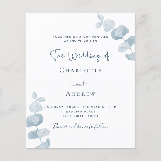 Blaue Eukalyptus-Hochzeitsreise (Vorderseite)