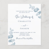 Blaue Eukalyptus-Hochzeitsreise Flyer (Vorne)