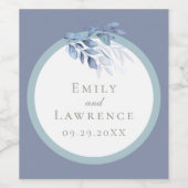Blaue Eukalyptus Hochzeitweilige Weinflasche Weinetikett (Einzelnes Label)