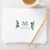 Blaue Eukalyptus-Monogramm-Hochzeit Adressaufkleber (Insitu)