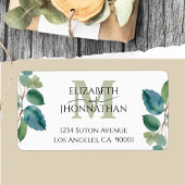 Blaue Eukalyptus-Monogramm-Hochzeit Adressaufkleber