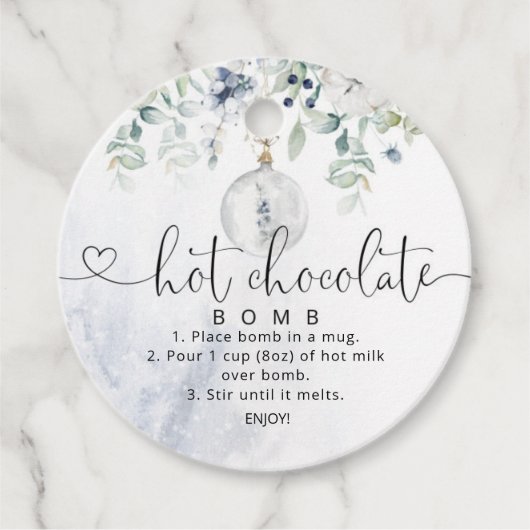 Blaue Eukalyptus-Schokoladenbombe Geschenkanhänger (Vorderseite)