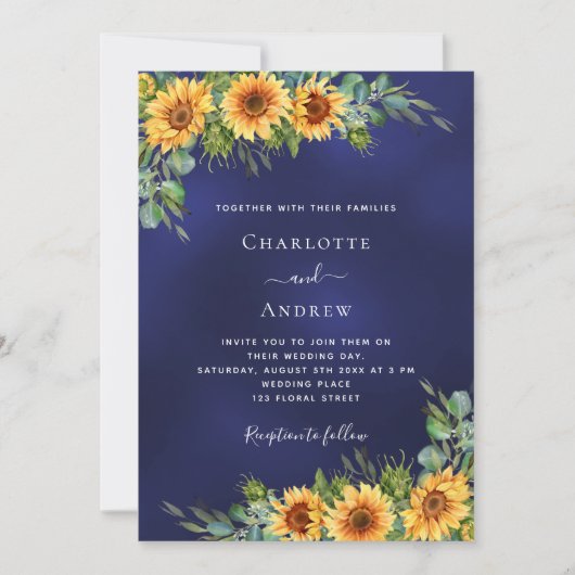 Blaue Eukalyptusblume Einladung (Vorderseite)