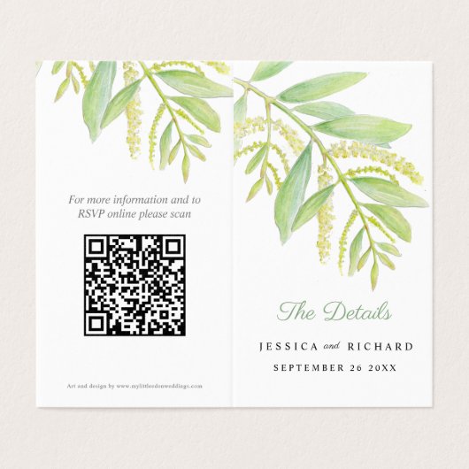 Blaue Eukalyptuskarte QR-Code (Außenseite Aufgefaltet)