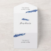 Blaue Eukalyptuszweig mit Blätter Winterhochzeit All In One Einladung (Außenbereich)