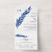 Blaue Eukalyptuszweig mit Blätter Winterhochzeit All In One Einladung (Innen Boden)