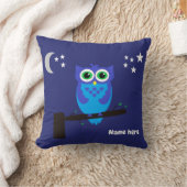 Blaue Eule auf einem blauen Kissen (Decke)