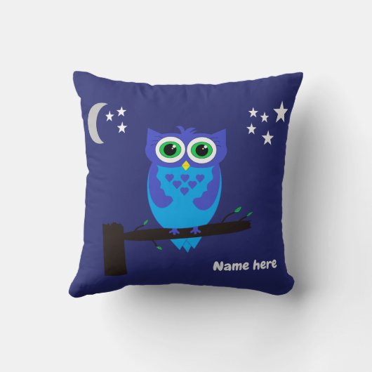 Blaue Eule auf einem blauen Kissen (Rückseite)