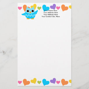 Blaue Eule Briefpapier