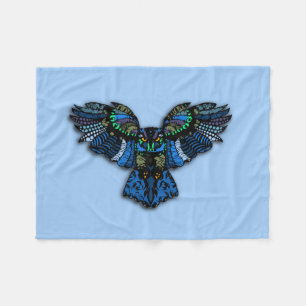 Blaue Eule Fleecedecke