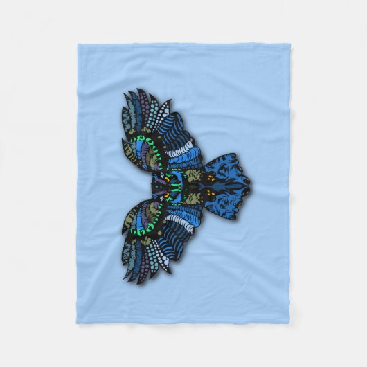 Blaue Eule Fleecedecke (Vorderseite)