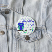 Blaue Eule "Großmutter, zum Babyparty-Knopf zu Button (Beispiel)
