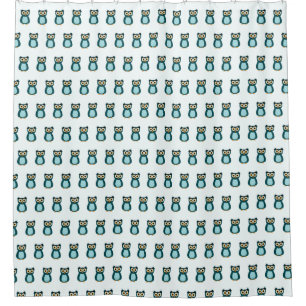 Blaue Eule Illustration Duschvorhang