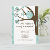 Blaue Eule in einer Baumkronendusche Einladung (Stehend Vorderseite)