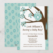 Blaue Eule in einer Baumkronendusche Einladung (Vorne/Hinten)