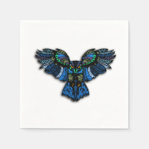 Blaue Eule Serviette