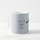 Blaue Eule sieht dich Halloween Kaffeetasse (Vorderseite Links)