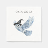 Blaue Eule sieht dich Halloween Serviette (Vorderseite)