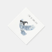 Blaue Eule sieht dich Halloween Serviette (Ecke)
