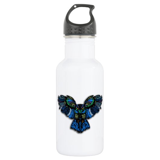 Blaue Eule Trinkflasche (Vorderseite)