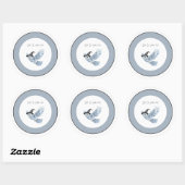 Blaue Eule wird euch sehen Schwarz Weiß Halloween Runder Aufkleber (Blatt)