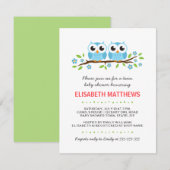 Blaue Eulen auf Blumenniederlassung paaren Einladung (Vorne/Hinten)