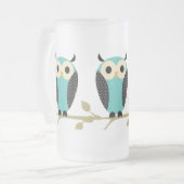 Blaue Eulen auf Glied Mattglas Bierglas (Vorderseite Links)