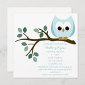 Blaue Eulen-Babyparty-Einladung Einladung (Vorne/Hinten)