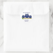 Blaue Eulen Design-Exlibris Runder Aufkleber (Tasche)