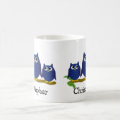 Blaue Eulen Design personalisiert Kaffeetasse (Mittel)