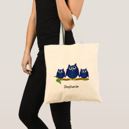 Blaue Eulen Design Personalisiert Tragetasche